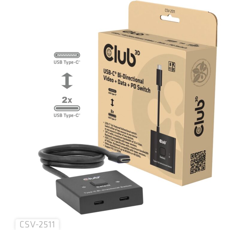 Switch Club 3D USB‑C / Bidirectional / Video + Data + Power Delivery (PD)