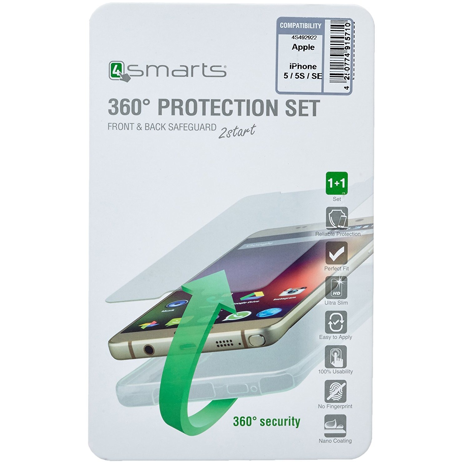 Aksesorë për telefon 4smarts 360° Protection Set for Apple iPhone 7 / 8 / SE (2nd Gen) - Transparente