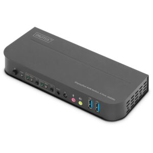 Rack KVM / DIGITUS DS-12850 KVM Switch 2-Port 4K/60Hz 2x DisplayPort në 1x DisplayPort/HDMI – Zezë