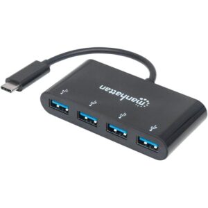 HUB Manhattan / 4‑Port / USB 3.1 Gen1 / USB‑C Male → 4x USB‑A Ports / Power via USB