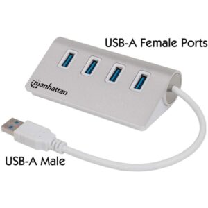 HUB Manhattan / 4‑Port / 4x USB 3.0 / Power via USB - Aluminum