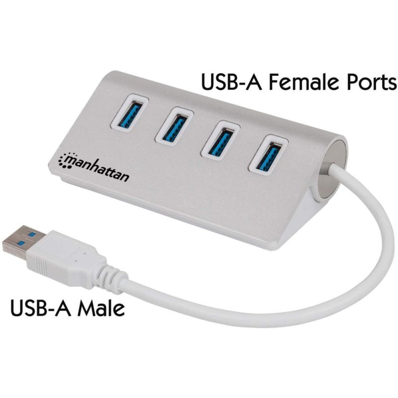 HUB Manhattan / 4‑Port / 4x USB 3.0 / Power via USB - Aluminum