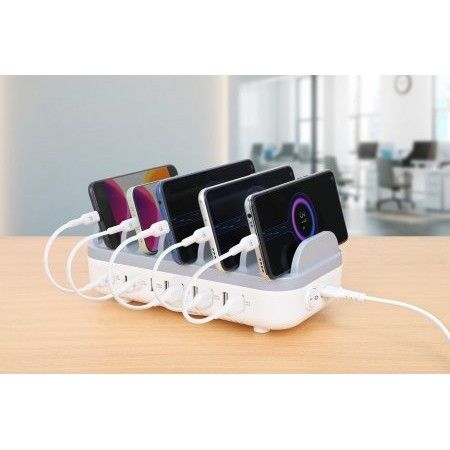 Karikues Manhattan / 10‑Port / USB Charging Station / 120 W - Bardhë/Gri - Figura 3