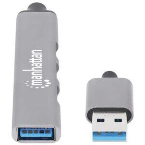 HUB Manhattan / 4‑Port / USB‑A / 3x 480 Mbit/s + 1x 1 Gbit/s / USB‑A Male 6