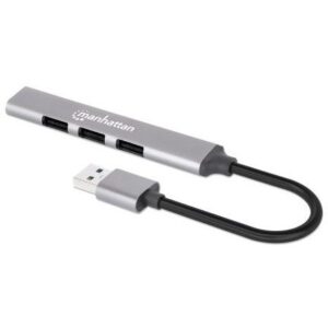 HUB Manhattan / 4‑Port / USB‑A / 3x 480 Mbit/s + 1x 1 Gbit/s / USB‑A Male