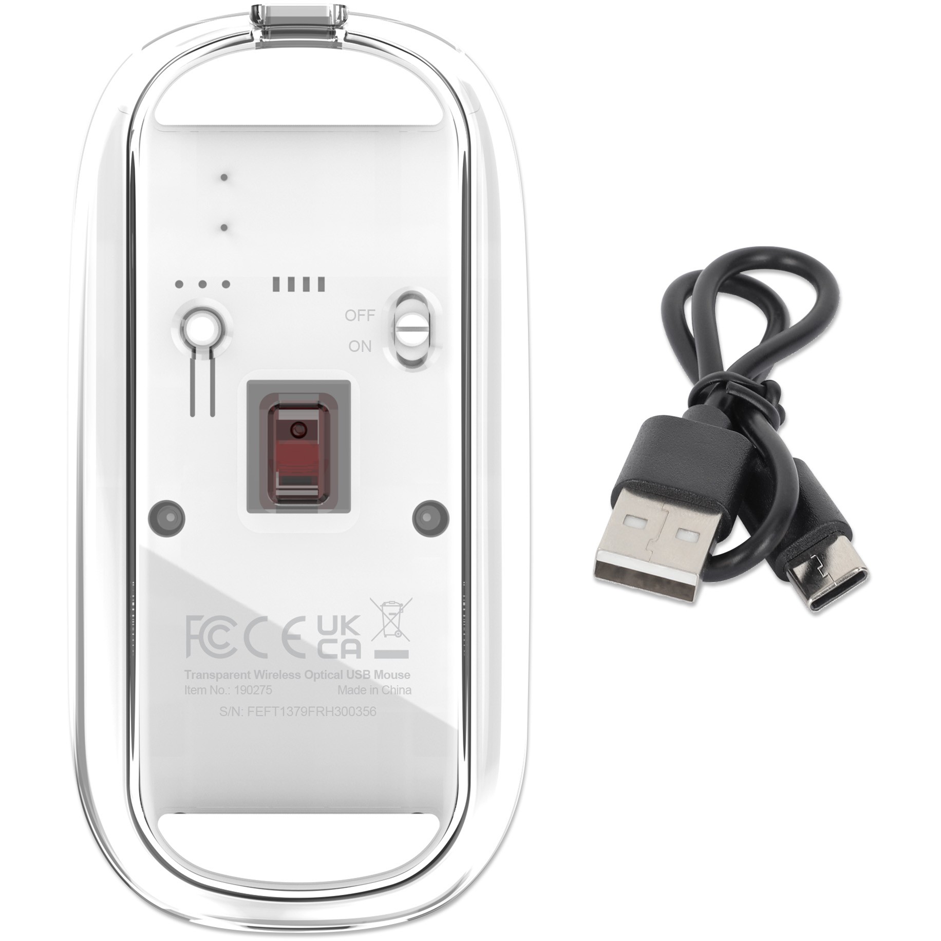 Maus pa Kabllo MANHATTAN Wireless USB‑A / 4 Buttons / RGB LED - Bardhë Transparente - Figura 3