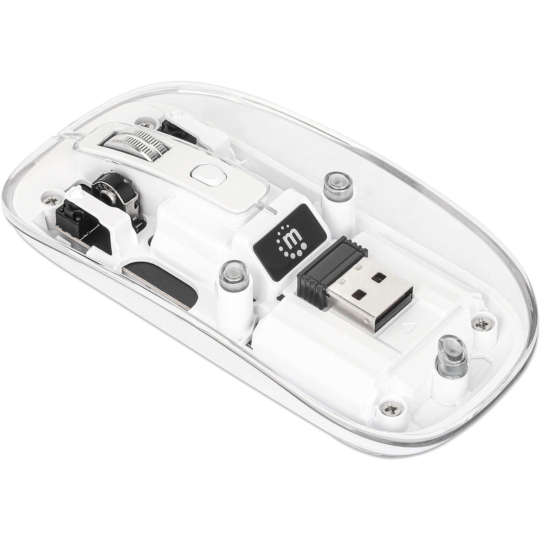 Maus pa Kabllo MANHATTAN Wireless USB‑A / 4 Buttons / RGB LED - Bardhë Transparente - Figura 5