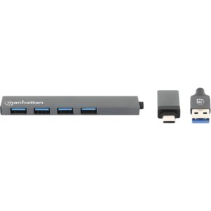 HUB USB MANHATTAN / 3.0 / Typ‑C + Typ‑A / 4×A / Pasiv / 4‑Port / Gri 7