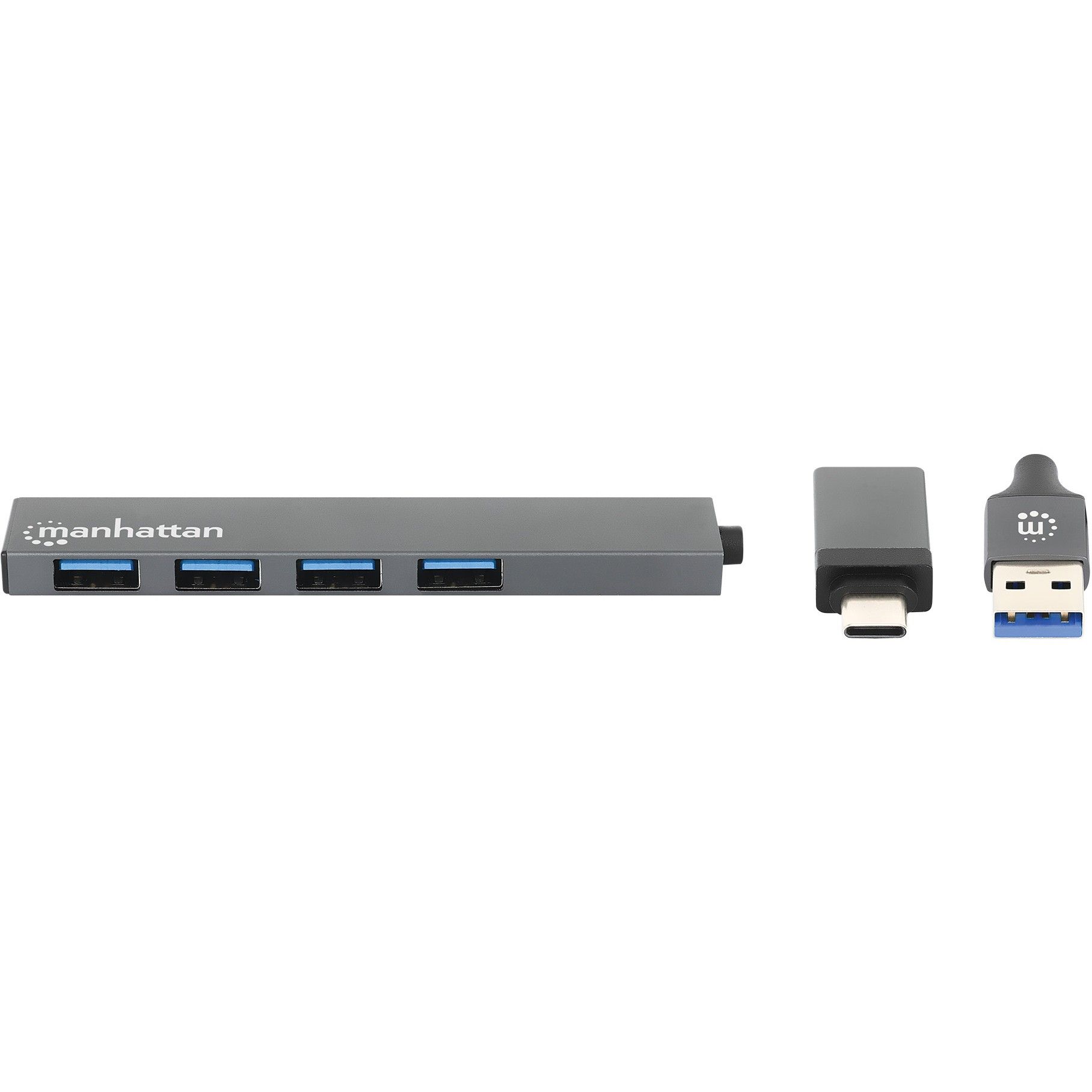 HUB USB MANHATTAN / 3.0 / Typ‑C + Typ‑A / 4×A / Pasiv / 4‑Port / Gri - Figura 3