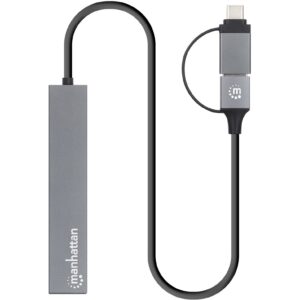 HUB USB MANHATTAN / 3.0 / Typ‑C + Typ‑A / 4×A / Pasiv / 4‑Port / Gri 8
