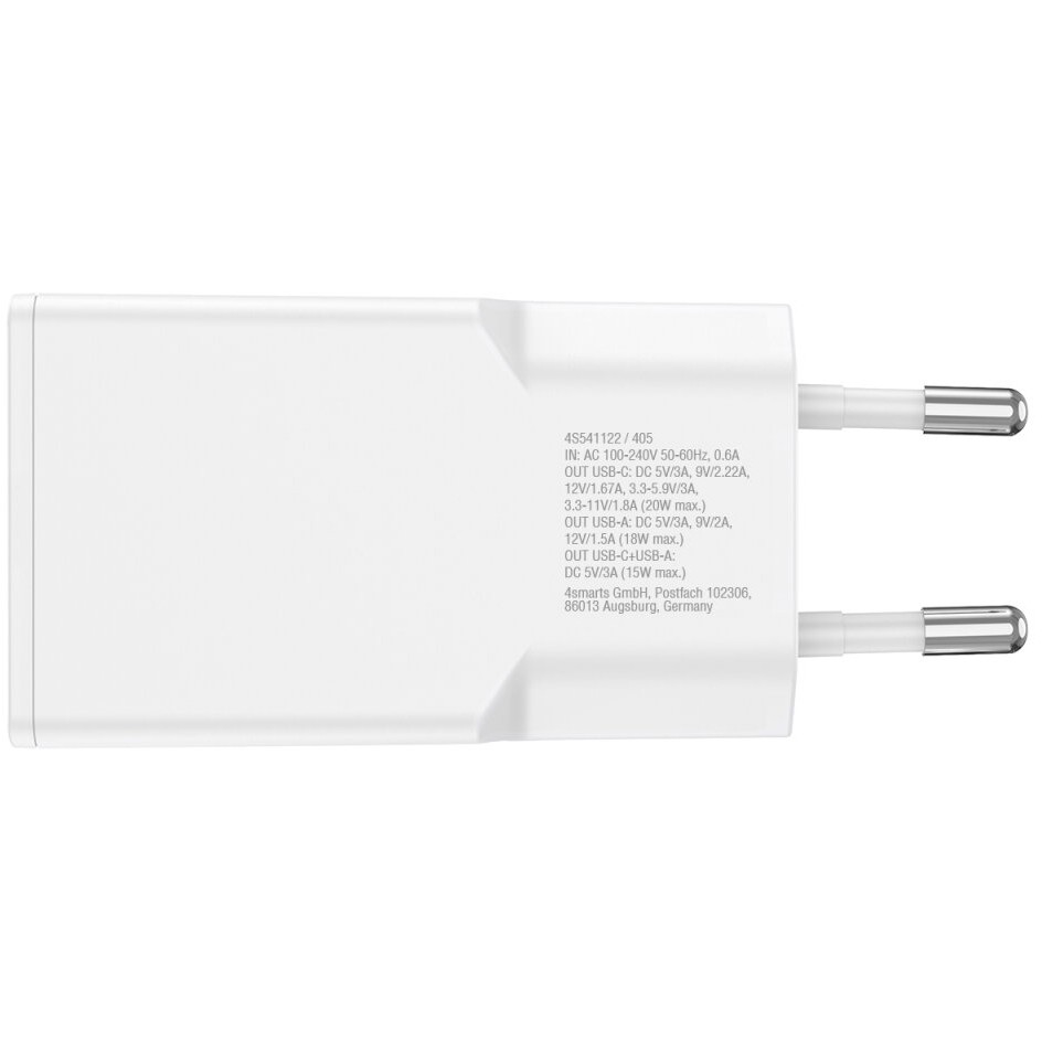 Adapter 4smarts PDPlug Duos Slim Charger 20W GaN, USB-C/A Output + USB-C Cable - Bardhë - Figura 3