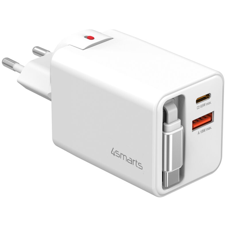 Adapter 4smarts GaN Flex Jojo Wall Charger – 65W USB-C Fast Charger - Bardhë - Figura 3