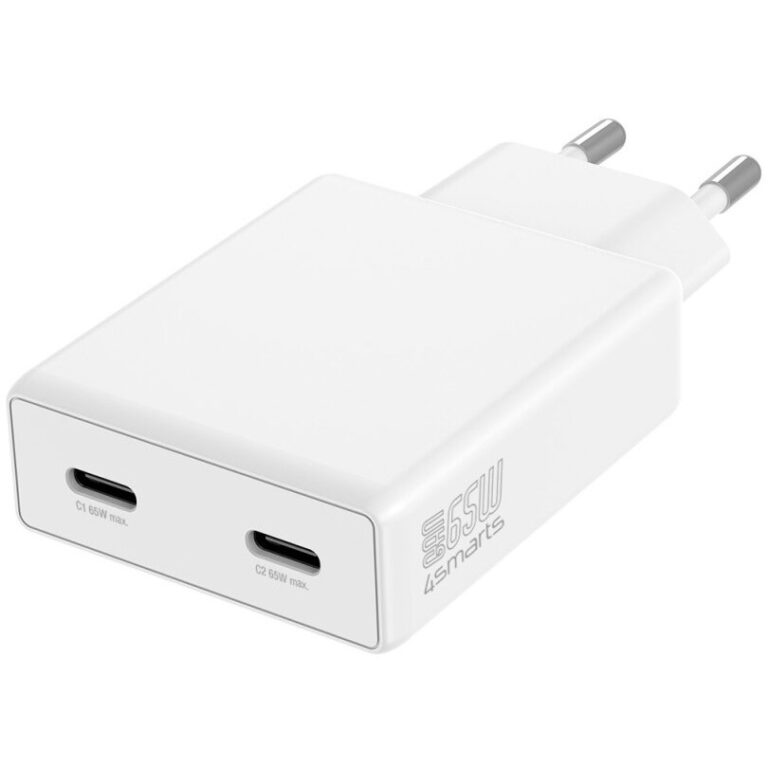 Adapter Wall Charger 4smarts PDPlug Slim Dual 65W GaN 2xUSB-C - Bardhë