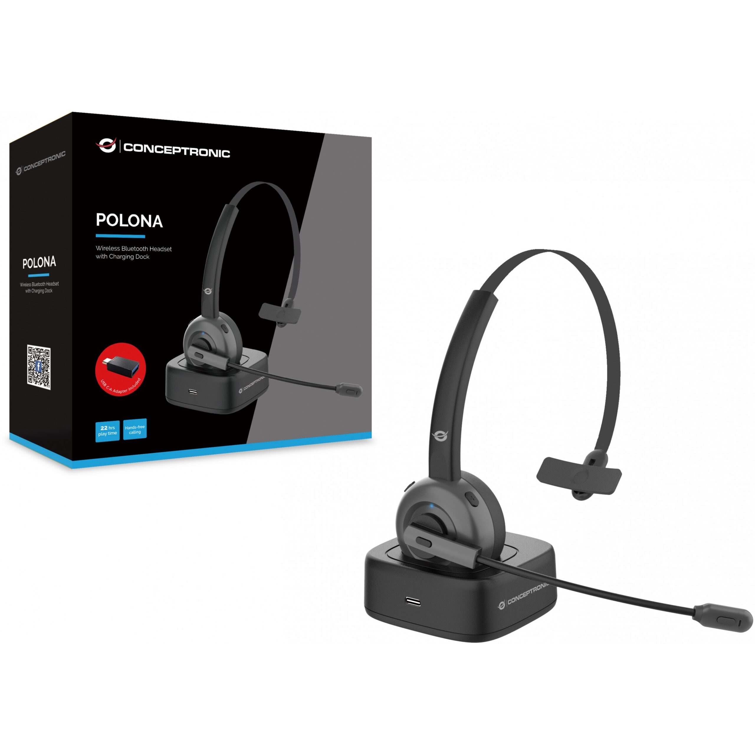 Kufje pa kabllo Conceptronic Headset Wireless BT 5.0 + Ladestation – Zezë - Figura 2