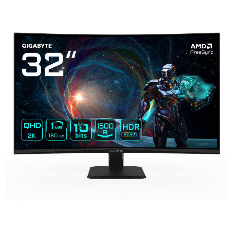 Monitor Gaming Gigabyte (GS32QCA) / 31.5"/ Quad HD VA AG / Edge LED / Curved / 180Hz / 1ms / HDMI + DisplayPort - Zezë