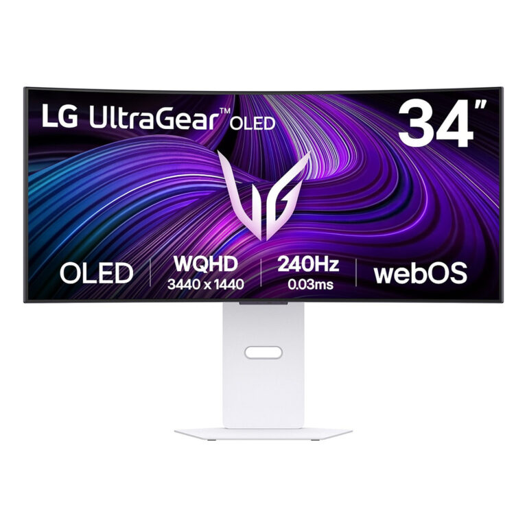 Monitor Gaming LG 34GX90SA-W 34GX90SAW / 34" / Wide Quad HD OLED / 240 Hz / 1 ms / HDMI+USB+DP / Curved -Bardhë