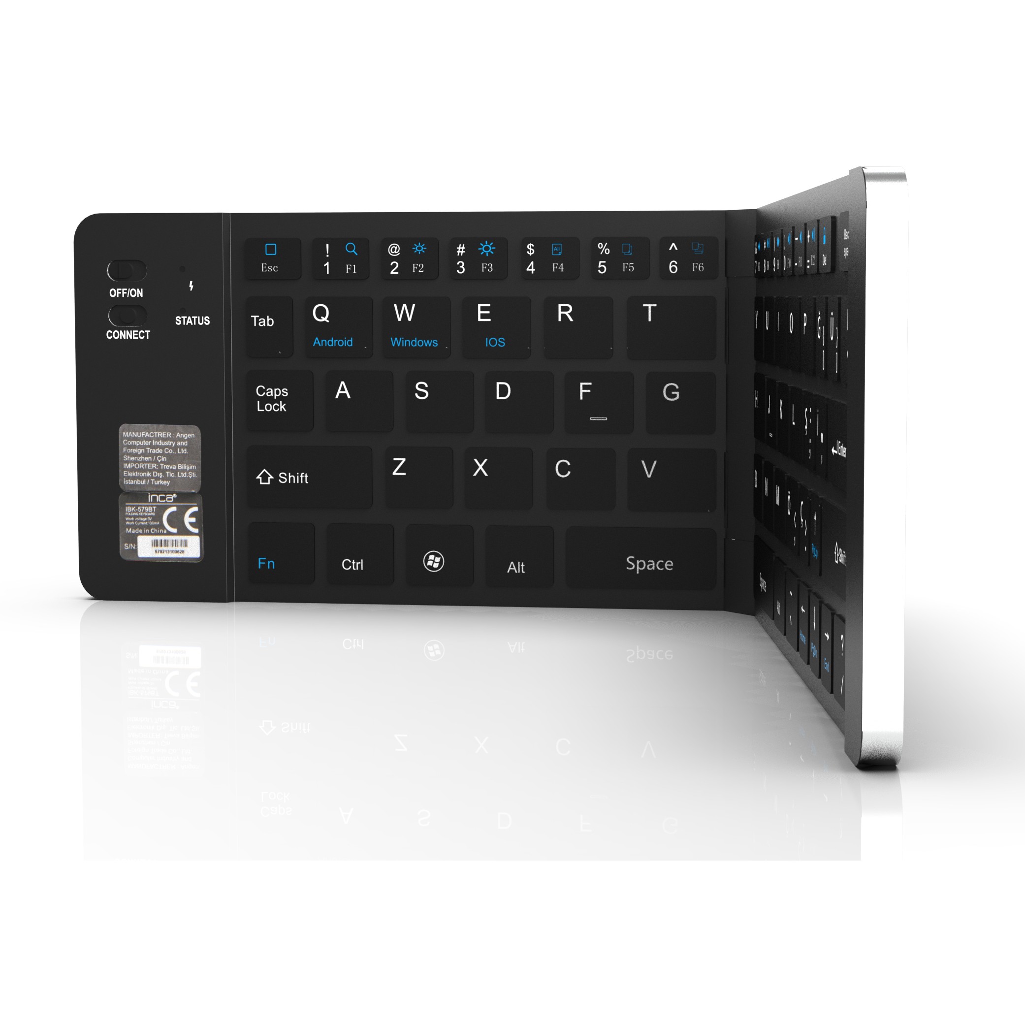 Tastierë pa Kabllo INCA IBK-579BT / Bluetooth 3.0 / Mini / Faltues / 5–10m - Zezë - Figura 4