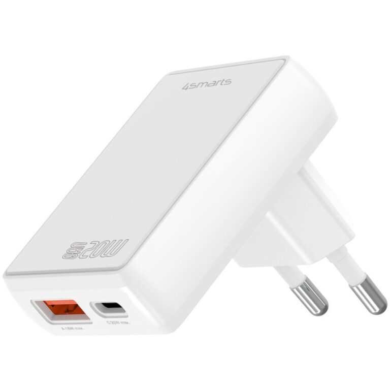 Adapter Wall Charger 4smarts FlatPlug Duos 20W GaN 1xUSB-C + 1xUSB-A - Bardhë