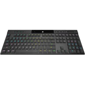 Tastierë Gaming Corsair K100 RGB AIR / QWERTZ DE Layout / Mekanike / Wireless/USB /RGB / Ultra e Hollë  – Zezë