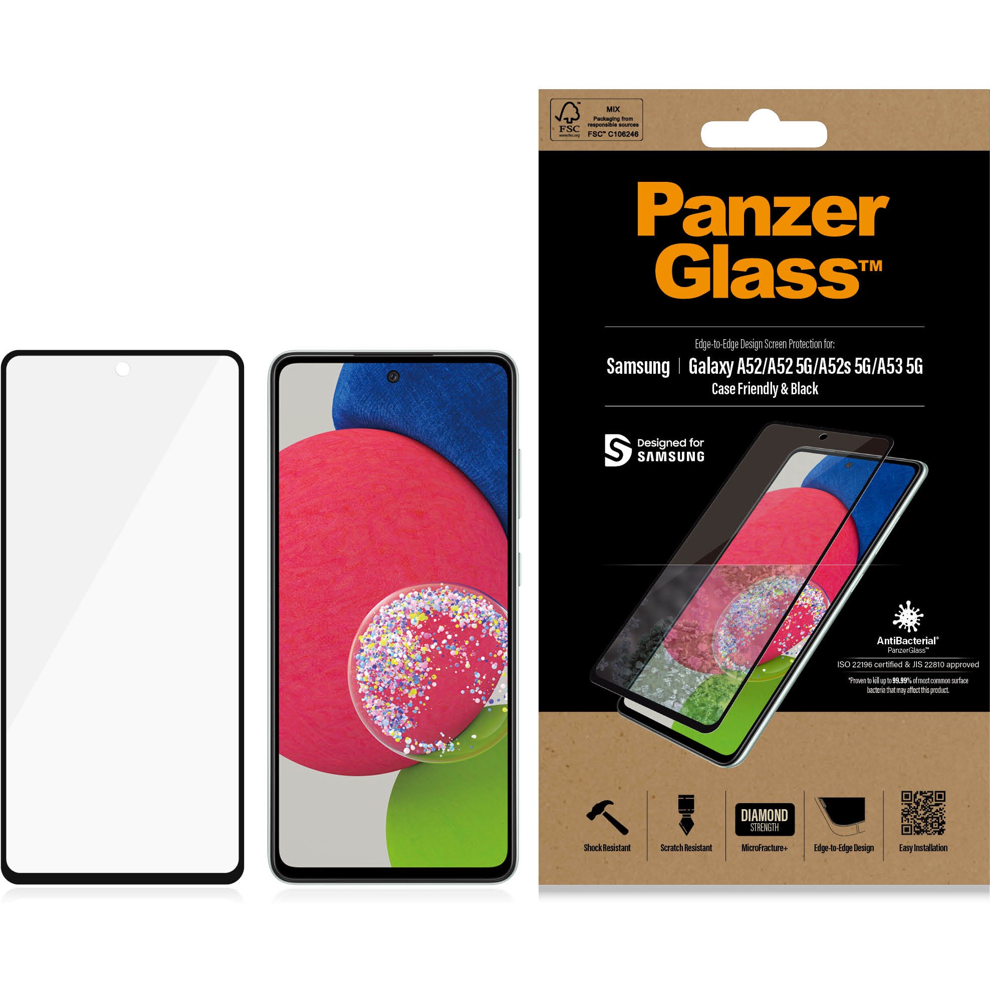 Aksesorë për telefon PanzerGlass E2E / Samsung Galaxy A52 / A52 5G / A52s / A53 5G – Antibakterial - Figura 3