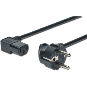 Kabllo për Furnizim me Energji IEC / DIGITUS Power Cable Angled Schuko Plug to Angled IEC C13 / 1.8m – Zezë