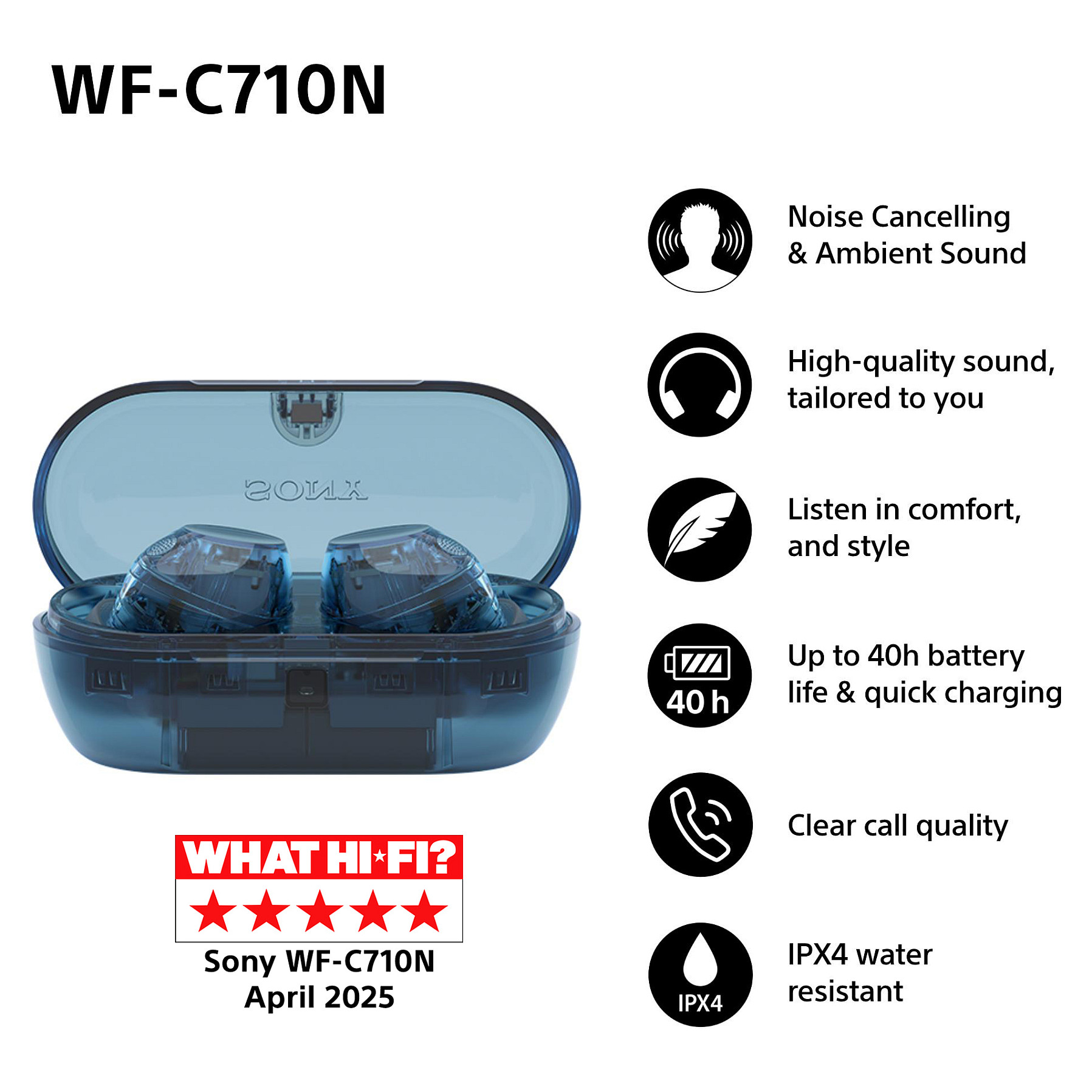 Kufje pa kabllo Sony WF-C710N True Wireless Stereo In-Ear - Glass Blue
