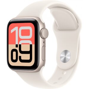 Apple Watch SE 3, Cellular, 40mm, Kasë Alumini Polar Star, me Brez Sportiv ngjyrë Polar Star – M/L