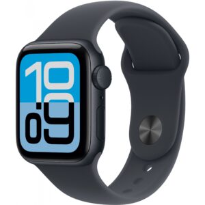 Apple Watch SE 3, Cellular, 40mm, Kasë Alumini Midnight, me Brez Sportiv ngjyrë Midnight – S/M