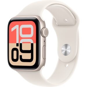 Apple Watch SE 3, Cellular, 44mm, Kasë Alumini Polar Star, me Brez Sportiv ngjyrë Polar Star – M/L