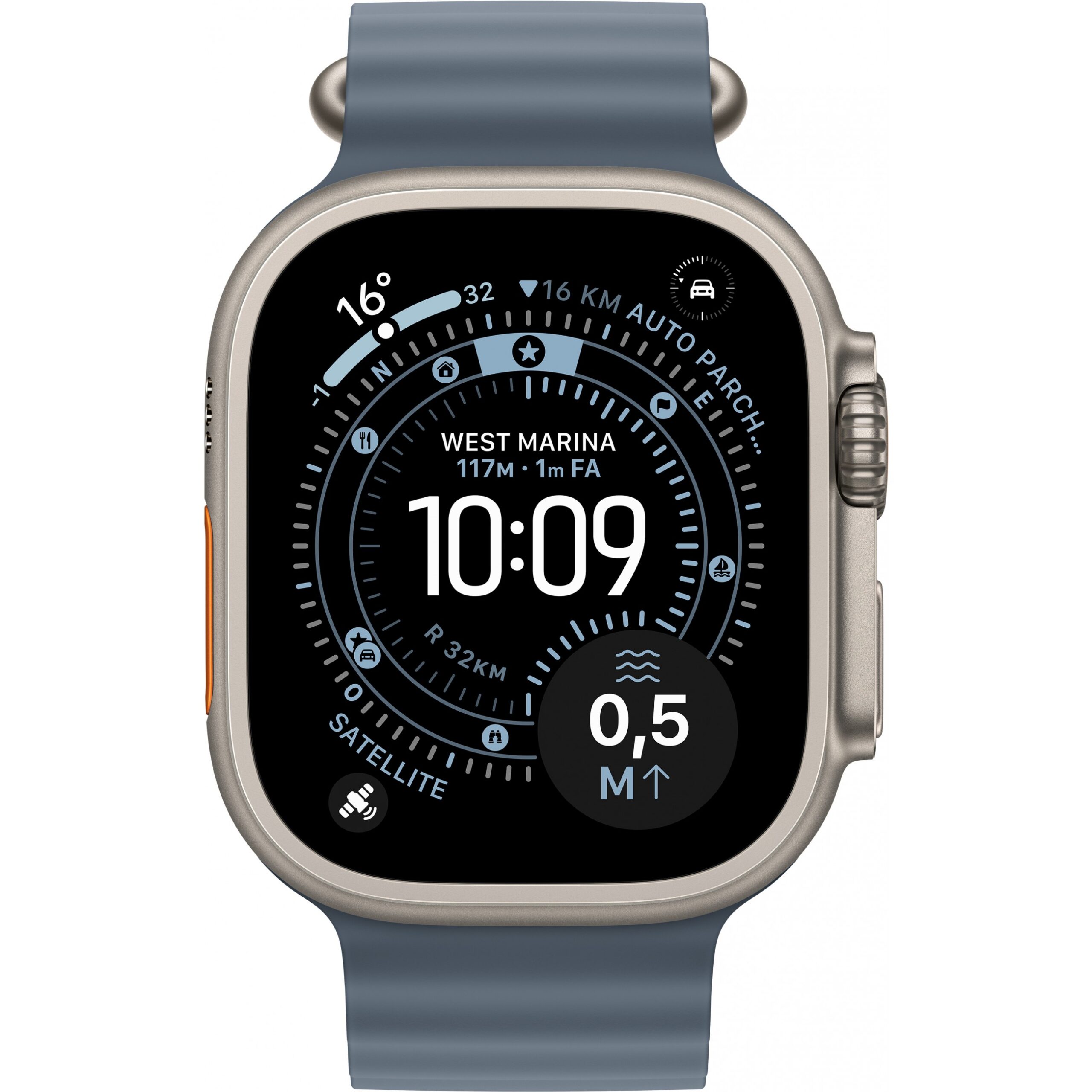 Apple Watch Ultra 3, Cellular, 49mm, Kasë Titani Natural, me Brez Ocean ngjyrë Blue - Figura 2