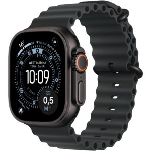 Apple Watch Ultra 3, Cellular, 49mm, Kasë Titani Black, me Brez Ocean ngjyrë Black