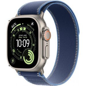 Apple Watch Ultra 3, Cellular, 49mm, Kasë Titani Natural, me Brez Trail Loop ngjyrë Blue – S/M