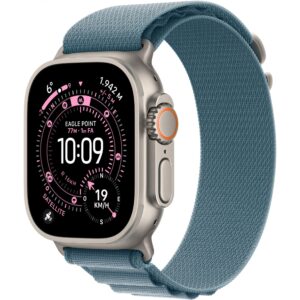 Apple Watch Ultra 3 / 49mm / GPS + Cellular / Titanium / Light Blue Alpine Loop Band (S)