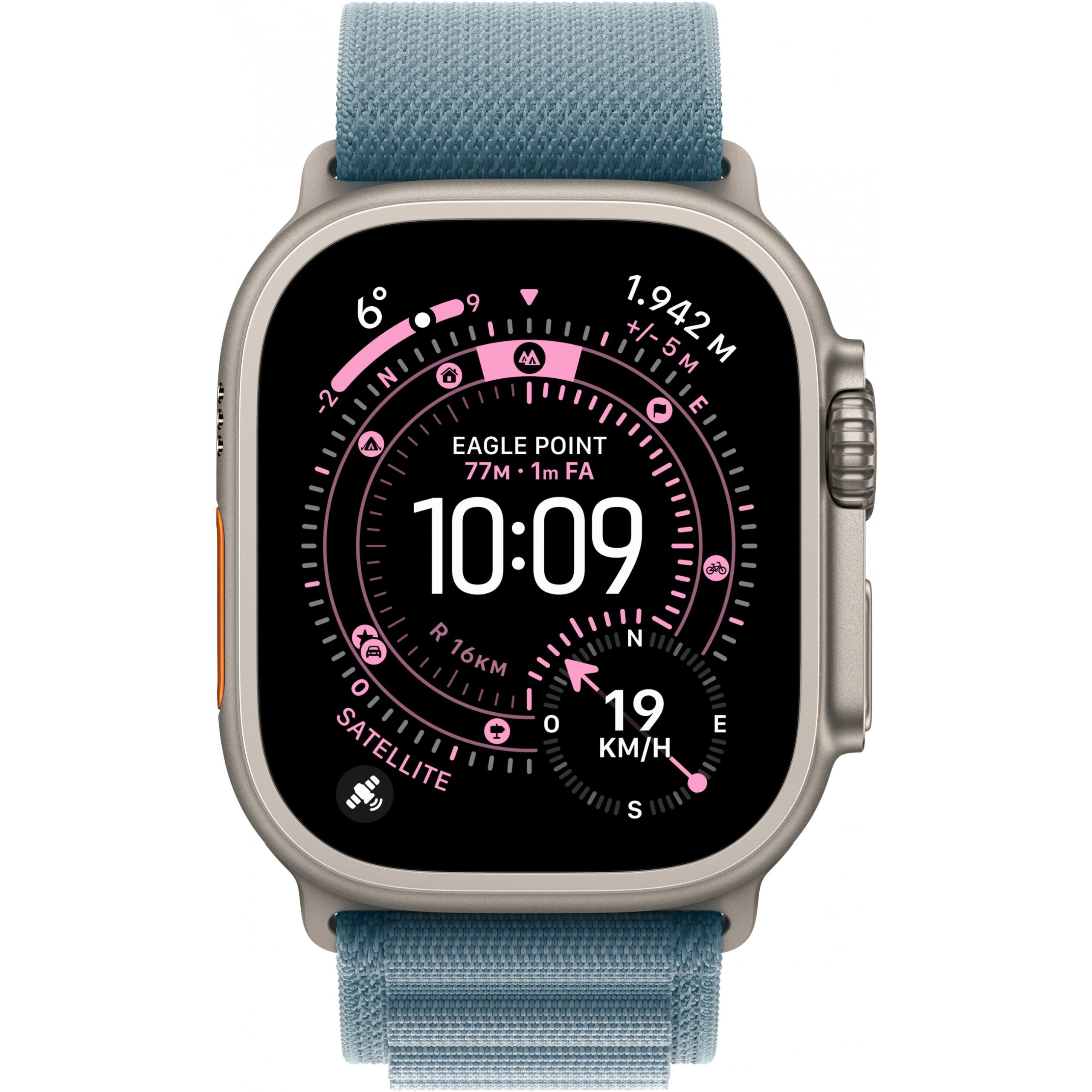 Apple Watch Ultra 3, Cellular, 49mm, Kasë Titani Natural, me Brez Alpine Loop ngjyrë Light Blue – Large - Figura 2