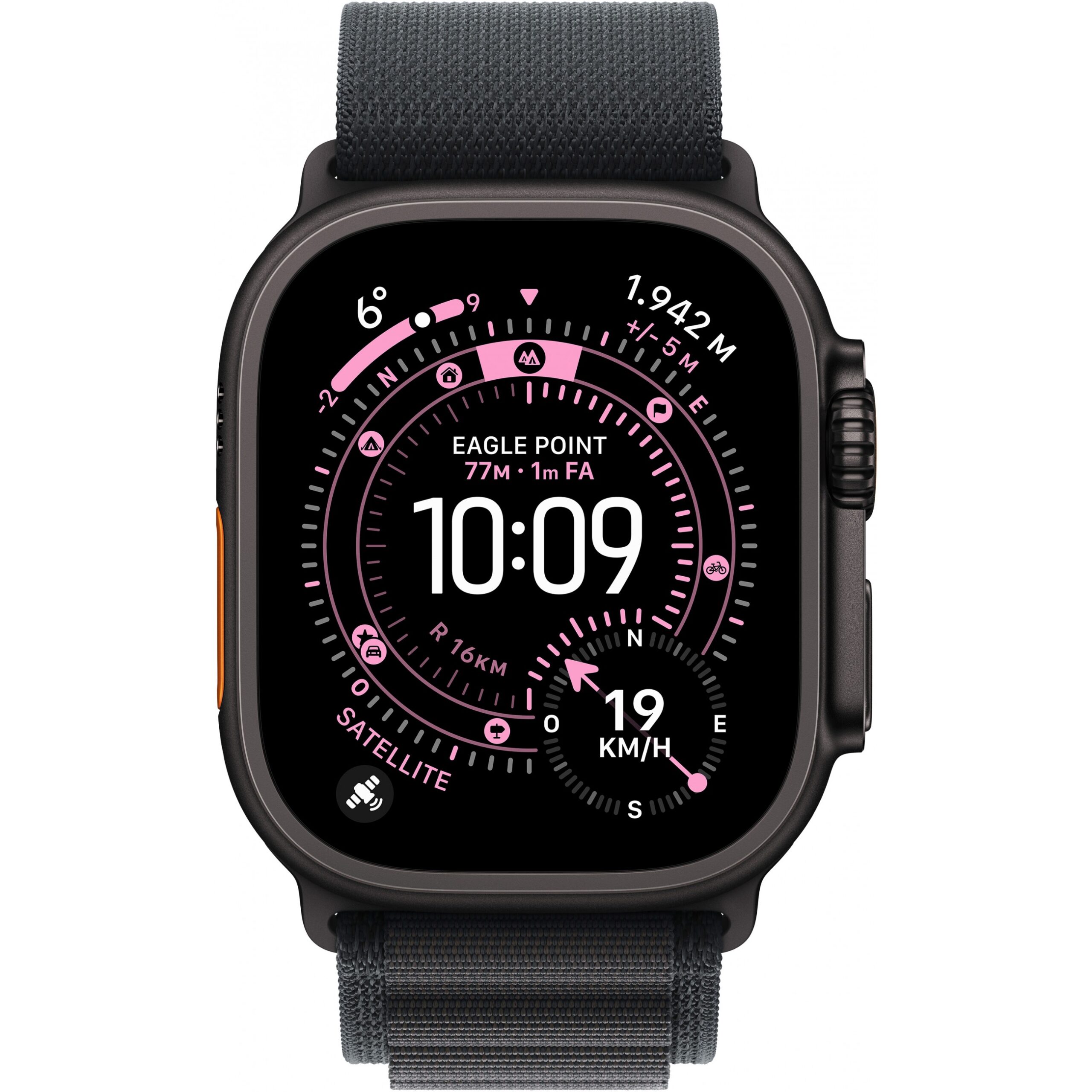 Apple Watch Ultra 3, Cellular, 49mm, Kasë Titani Black, me Brez Alpine Loop ngjyrë Black – Medium - Figura 2