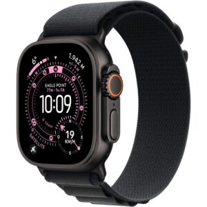 Apple Watch Ultra 3, Cellular, 49mm, Kasë Titani Black, me Brez Alpine Loop ngjyrë Black – Large