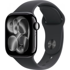Apple Watch S11, Cellular, 42mm, Kasë Alumini Diamond Black, me Brez Sportiv ngjyrë Black – S/M