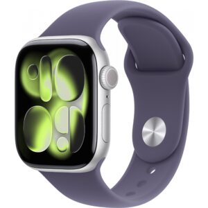 Apple Watch S11, Cellular, 42mm, Kasë Alumini Silver, me Brez Sportiv ngjyrë Fog Violet – M/L