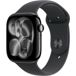 Apple Watch S11, Cellular, 46mm, Kasë Alumini Diamond Black, me Brez Sportiv ngjyrë Black – S/M