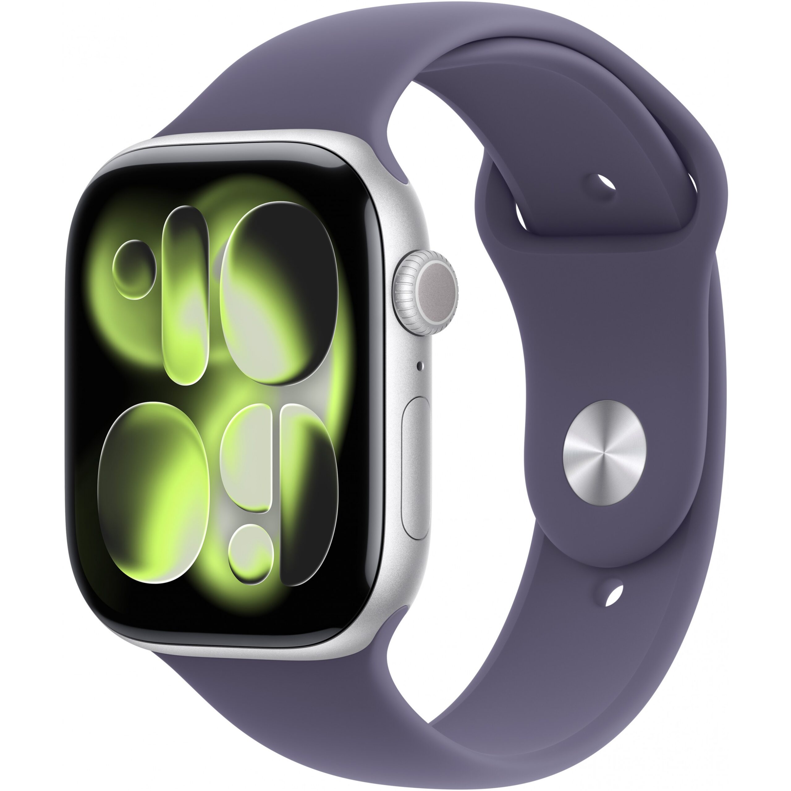 Apple Watch S11, Cellular, 46mm, Kasë Alumini Silver, me Brez Sportiv ngjyrë Fog Violet – S/M