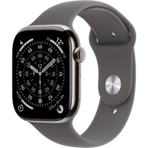 Apple Watch Series 11 GPS + Cellular 42mm – Natural Titanium Case with Stone Gray Sport Band (S/M)