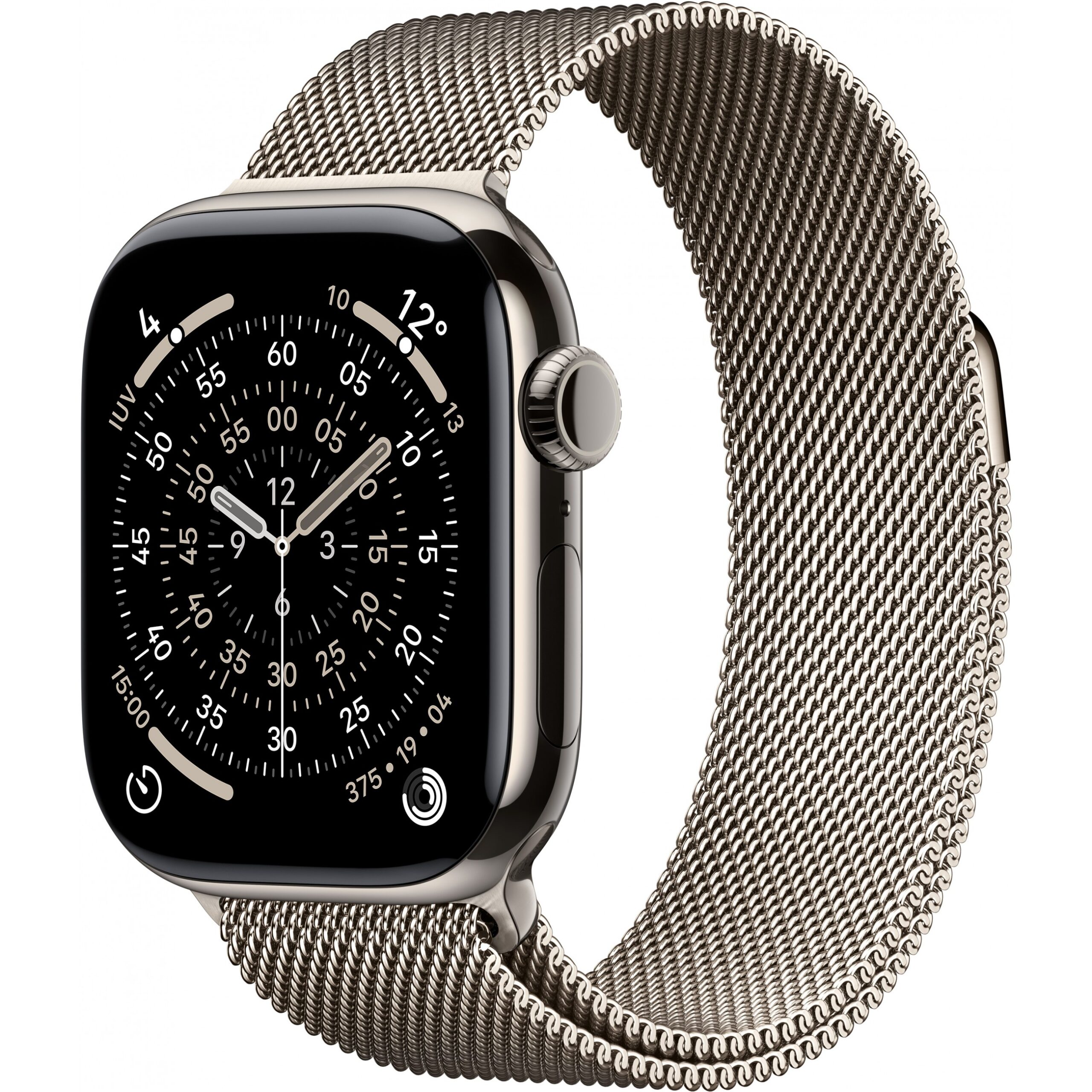 Apple Watch S11, Cellular, 42mm, Kasë Titani Natural, me Brez Milanaise ngjyrë Natural – S/M
