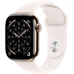 Apple Watch Series 11 GPS + Cellular 46mm – Gold Titanium Case with Light Pink Sport Band (S/M)