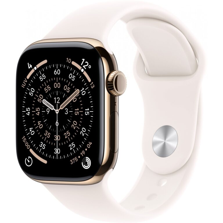 Apple Watch Series 11 GPS + Cellular 46mm – Gold Titanium Case with Light Pink Sport Band (S/M)