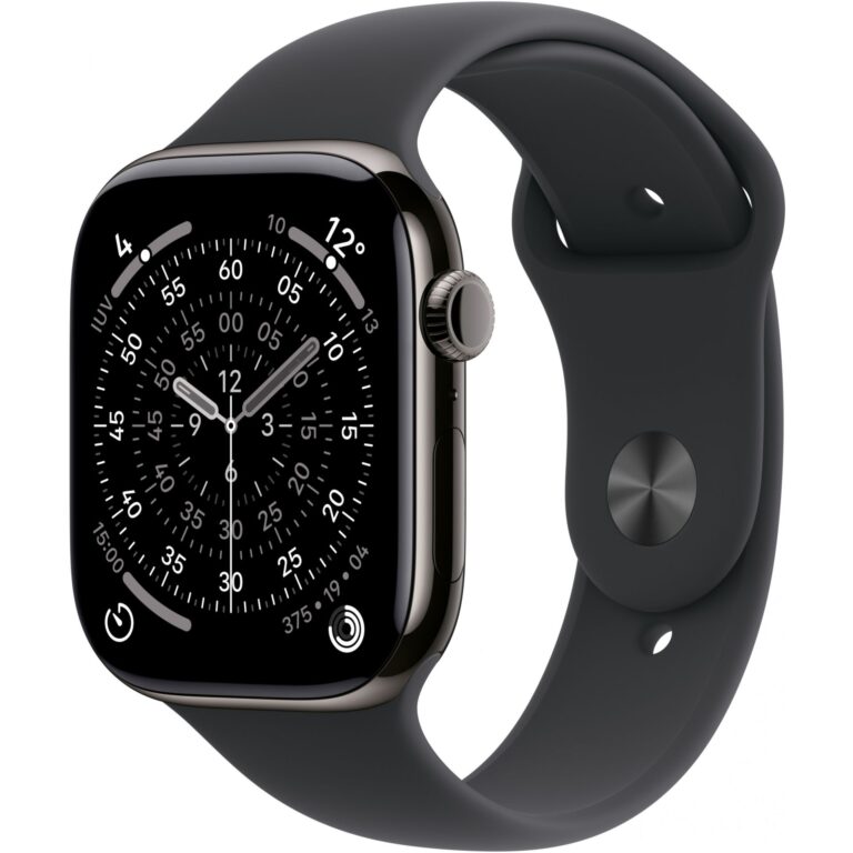 Apple Watch Series 11 GPS + Cellular 46mm – Titanium Case in Black  with Black Sport Band (S/M)