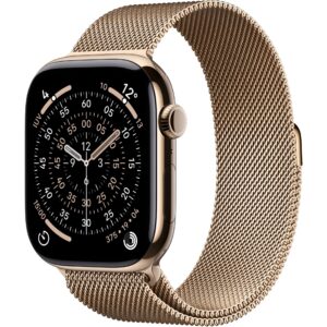 Apple Watch Series 11 GPS + Cellular 46mm – Gold Titanium Case with Gold Milanese Loop (M/L)