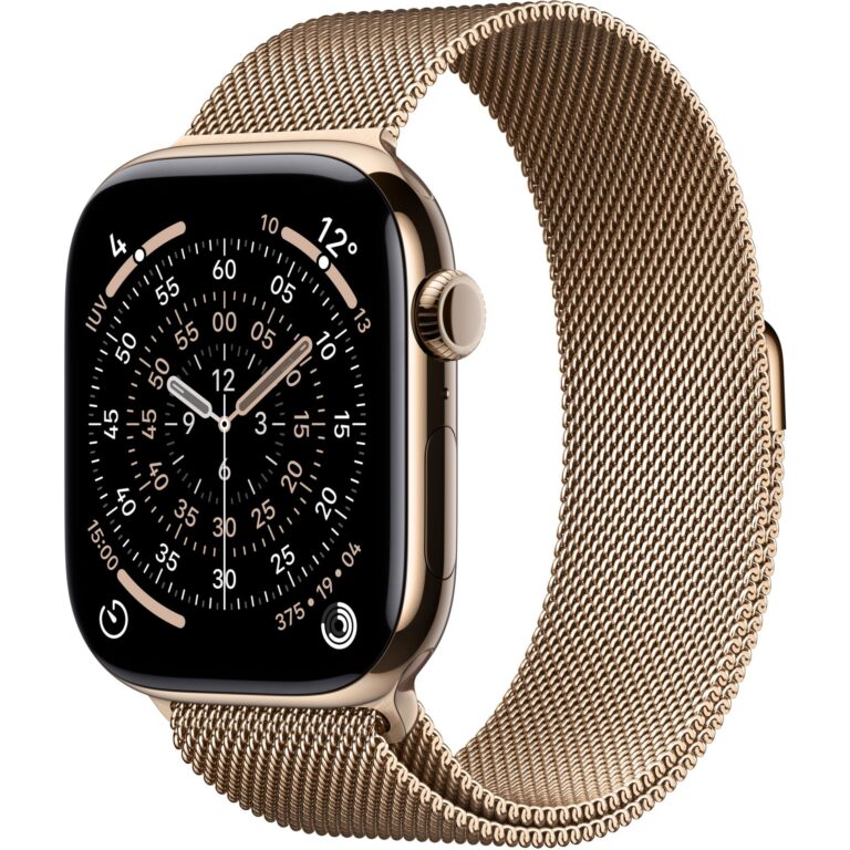 Apple Watch Series 11 GPS + Cellular 46mm – Gold Titanium Case with Gold Milanese Loop (M/L)