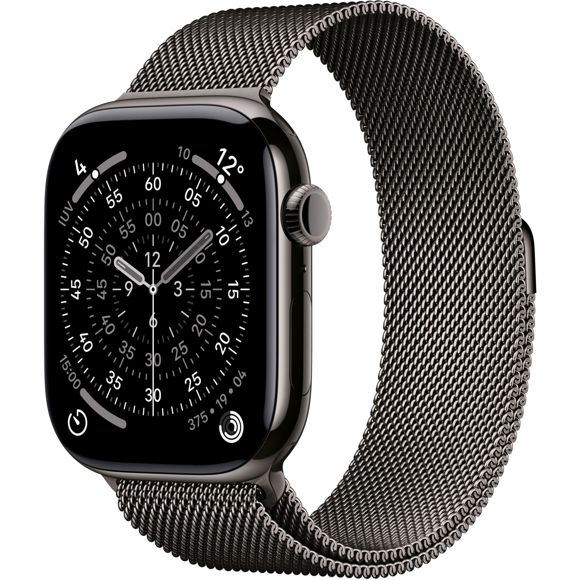 Apple Watch Series 11 GPS + Cellular 46mm – Titanium Case in Black with Black Milanese Loop (S/M)