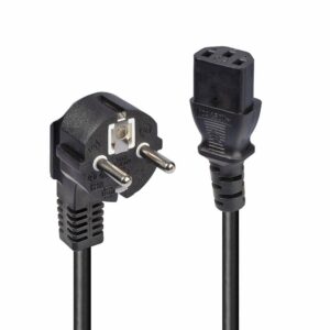 Kabllo për Furnizim me Energji IEC / LINDY Power Cable Angled Schuko Plug to IEC320 C13 / 3m – Zezë