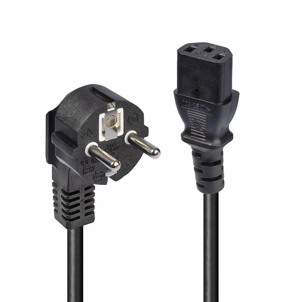 Kabllo për Furnizim me Energji IEC / LINDY Power Cable Angled Schuko Plug to IEC320 C13 / 3m – Zezë